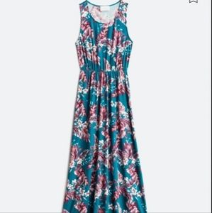 Size large maxi dress teal green floral